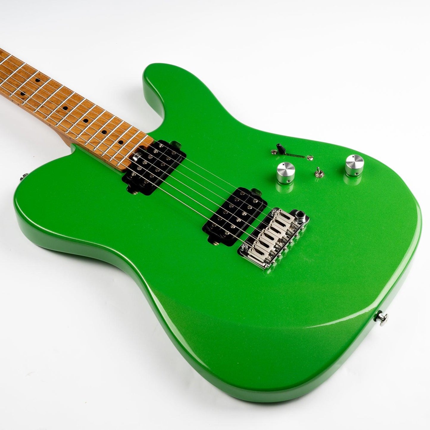 380_green_body_front Eart Guitars, TL-380 Full Solid Humbucker Pickups Electric Guitar, Roasted Bookmatch Mahogany Body, Pearl Green