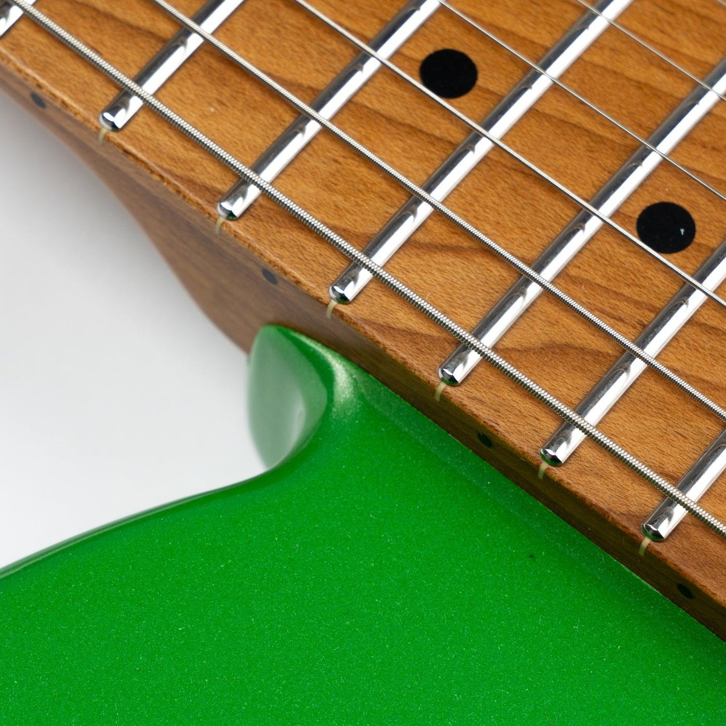 380_green_neck Eart Guitars, TL-380 Full Solid Humbucker Pickups Electric Guitar, Roasted Bookmatch Mahogany Body, Pearl Green