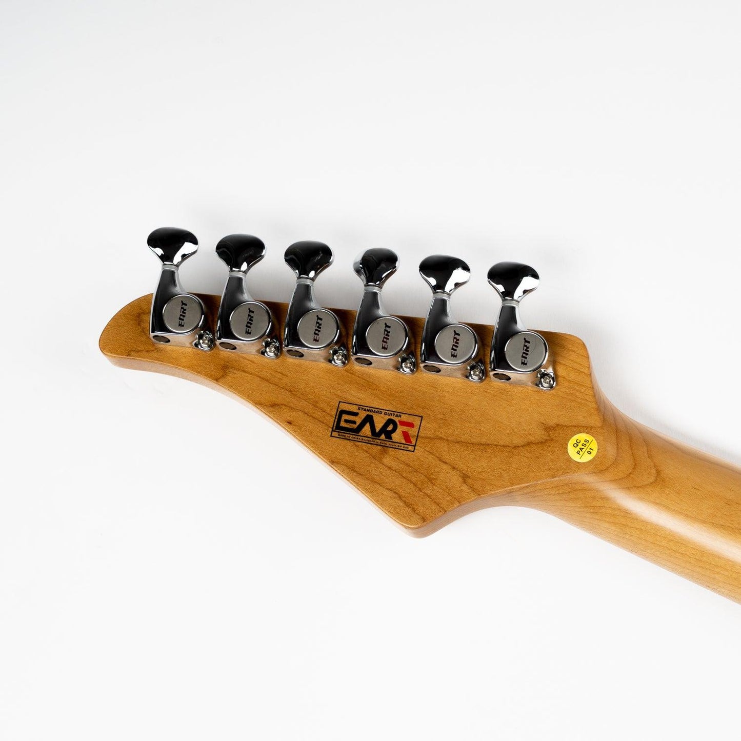 380_honey_burst_headstock_back Eart Guitars, TL-380 Solid Body Electric Guitars, Tremolo Humbucker Pickups, Honey Burst