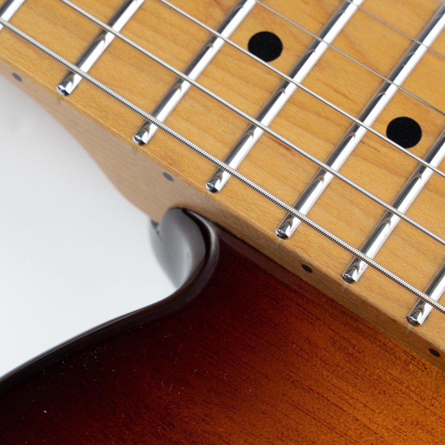 380_honey_burst_neck Eart Guitars, TL-380 Solid Body Electric Guitars, Tremolo Humbucker Pickups, Honey Burst