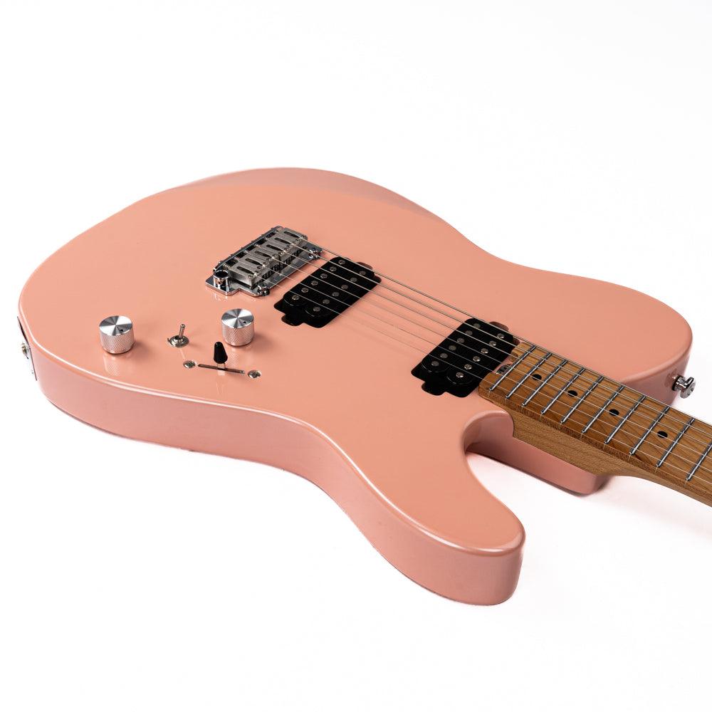 380_pink_body_front Eart Guitars, TL-380 Full Electric Guitar, 2-Point Synchronized Tremolo Bridge, Humbucker Pickups, Pearl Pink