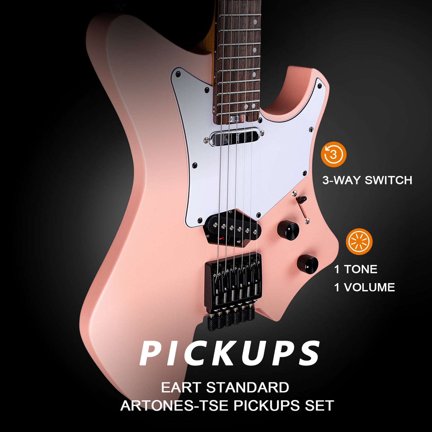 3_eb2704b2-8d9d-4da6-88cc-78138f4a00d1 Eart Electric Guitars GW2TP-SE Lightweight Headless Electric Guitar, Roasted Mahogany Body, 24 Stainless Steel Frets, Compound Radius Fingerboard, Perfect for Young & Energetic Guitarists
