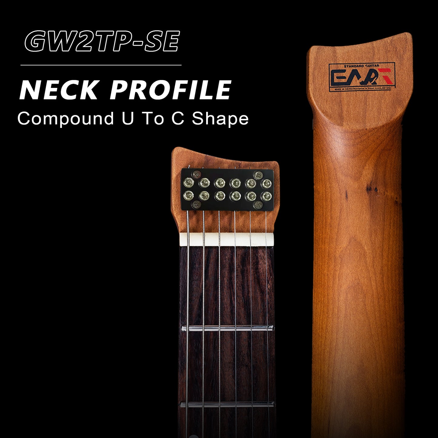 5_1b59a77d-2b1c-4e05-974d-2e0c9e605e20 Eart Electric Guitars GW2TP-SE Lightweight Headless Electric Guitar, Roasted Mahogany Body, 24 Stainless Steel Frets, Compound Radius Fingerboard, Perfect for Young & Energetic Guitarists