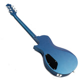 610_blue_back Eart Guitars, EGLP-610, Roasted Mahogany Body T-0-M Tailpiece Set Bridge Electric Guitar, Sapphire Blue