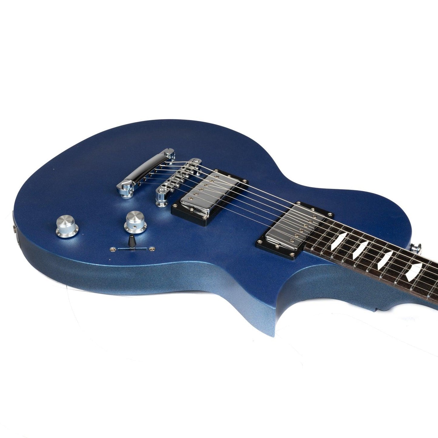 610_blue_body_front Eart Guitars, EGLP-610, Roasted Mahogany Body T-0-M Tailpiece Set Bridge Electric Guitar, Sapphire Blue
