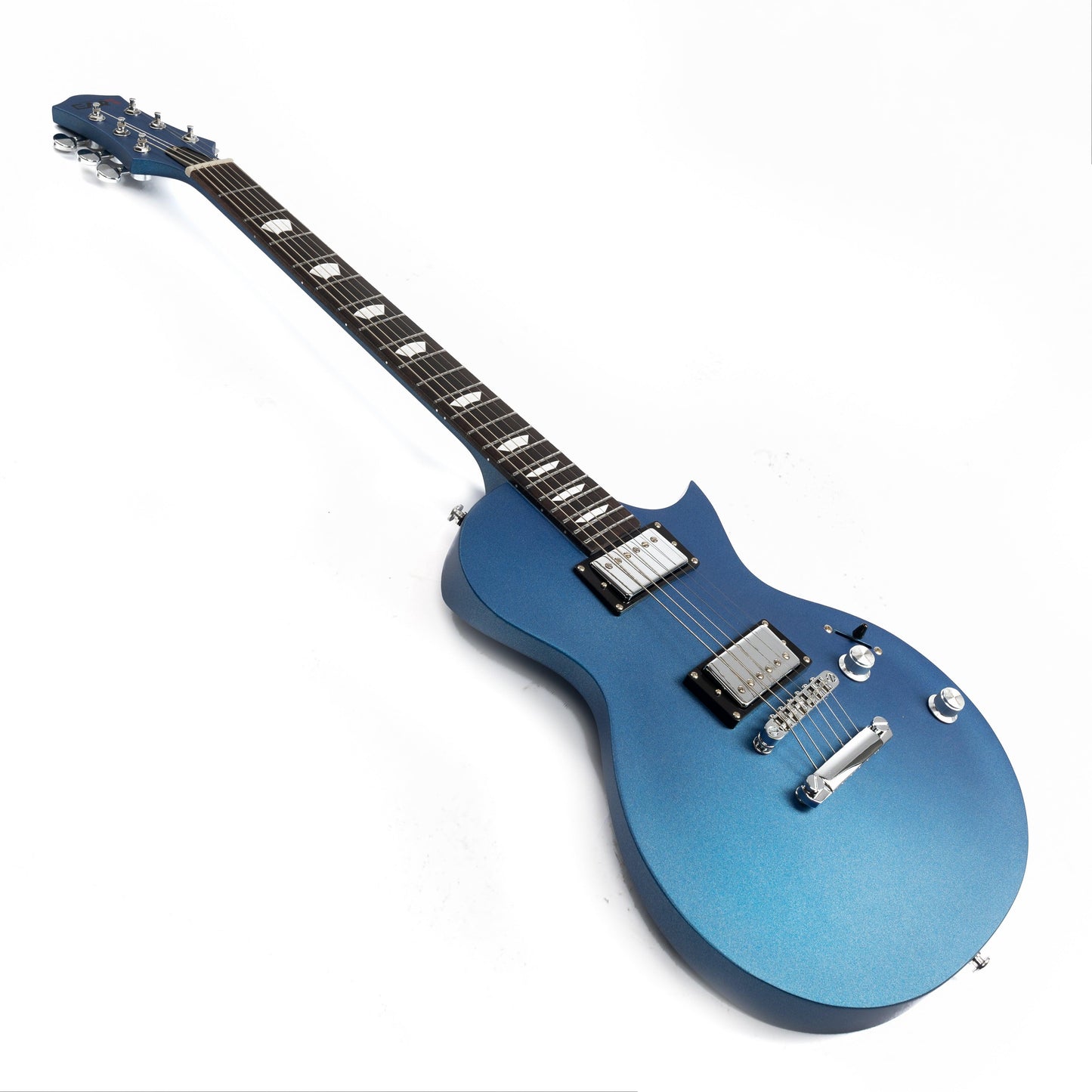 610_blue_front Eart Guitars, EGLP-610, Roasted Mahogany Body T-0-M Tailpiece Set Bridge Electric Guitar, Sapphire Blue