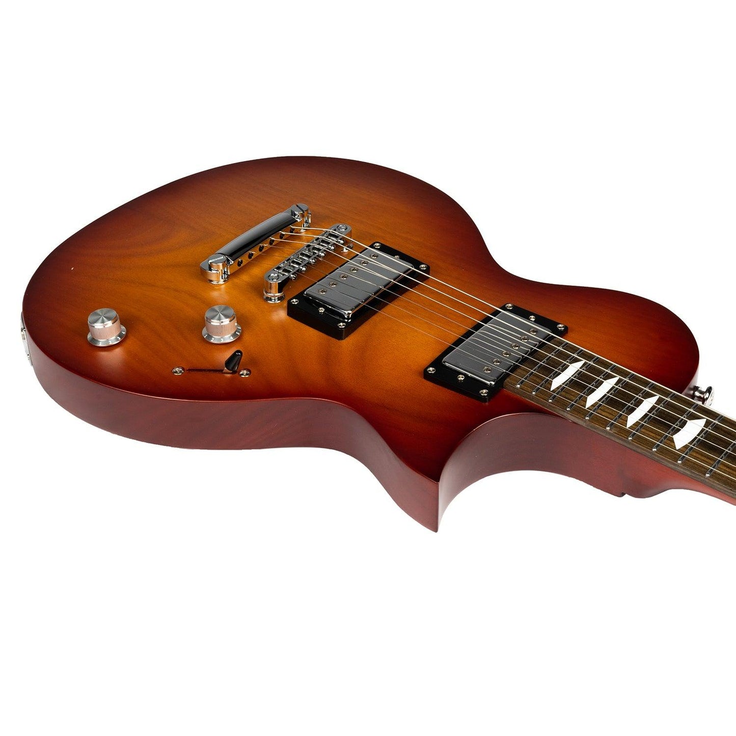610_honey_tea_body_front Eart Guitars, EGLP-610, Thin Body Okoume Body 3-Way Switch 1 Tone 1 Volume Electric Guitar, Honey Tea