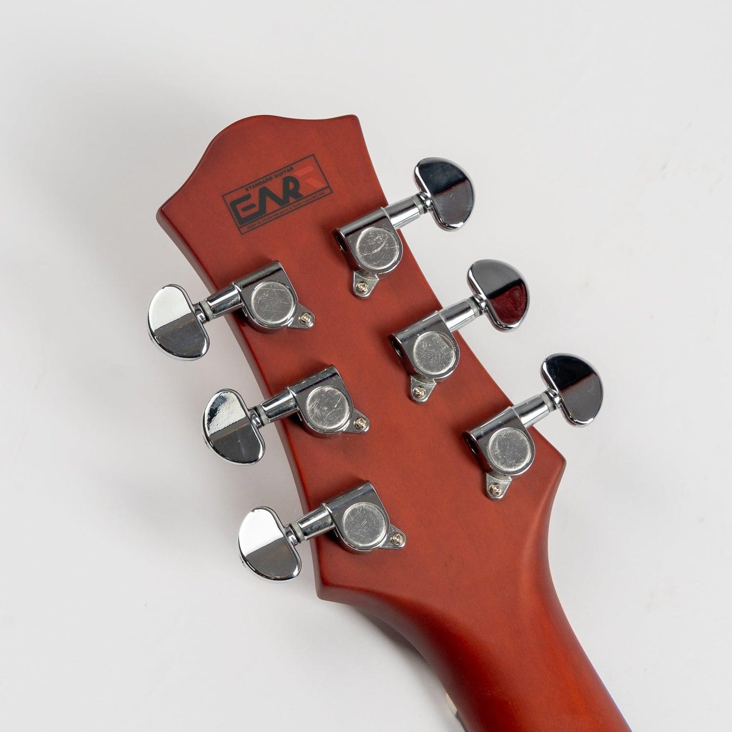 610_honey_tea_headstock_back Eart Guitars, EGLP-610, Thin Body Okoume Body 3-Way Switch 1 Tone 1 Volume Electric Guitar, Honey Tea