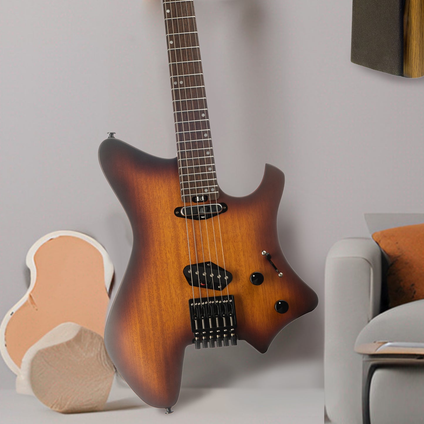 6_7f1b334e-f4ea-480f-acca-db5d2ae44d73 Eart Electric Guitars GW2T-SE, 6 String Headstockless Solid Headless Light Guitar