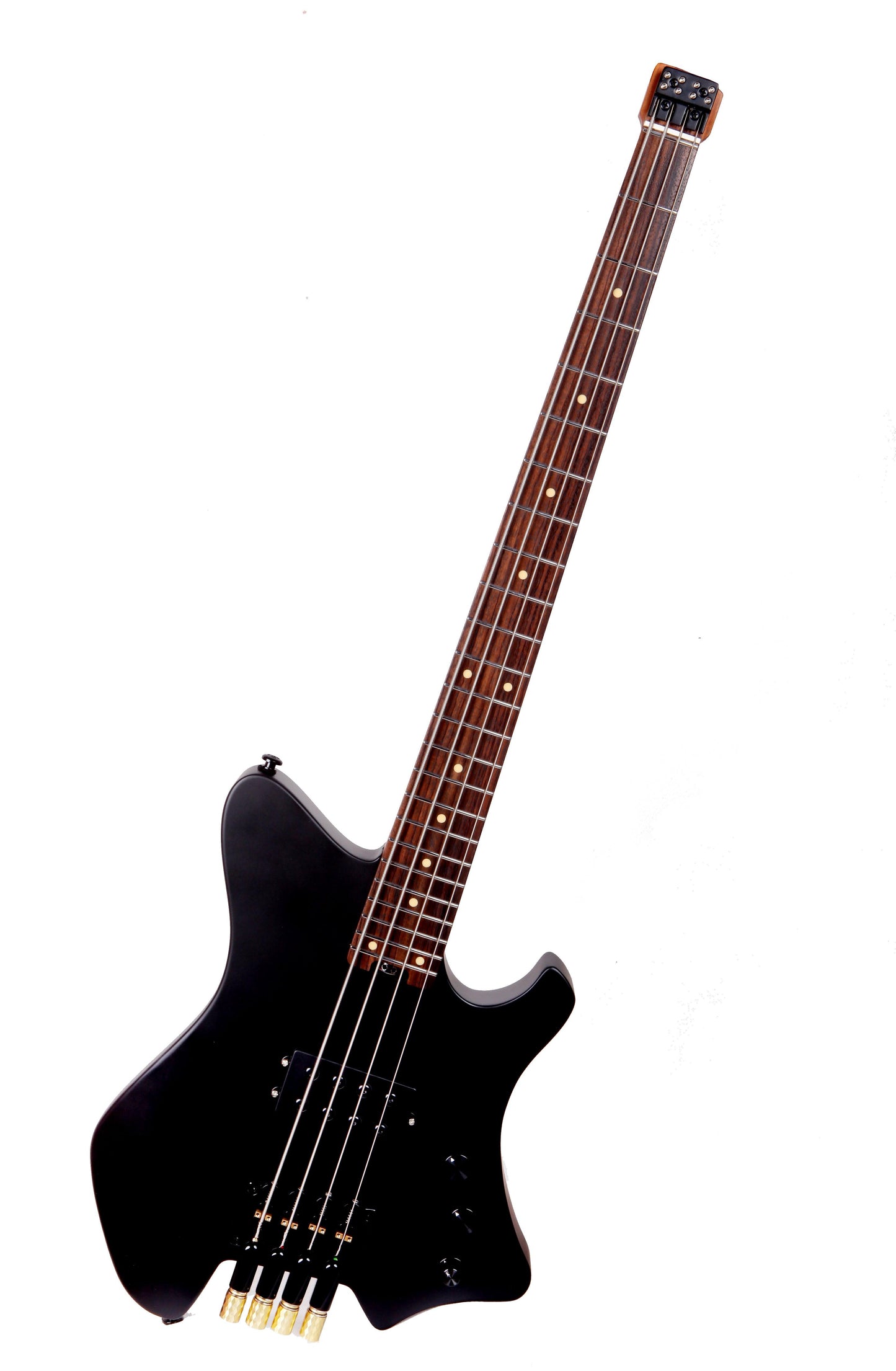 BW-4_black_front EART Guitars. BW-4 Roasted Bookmatch Mahogany Body 4 Strings Bass, Black, White