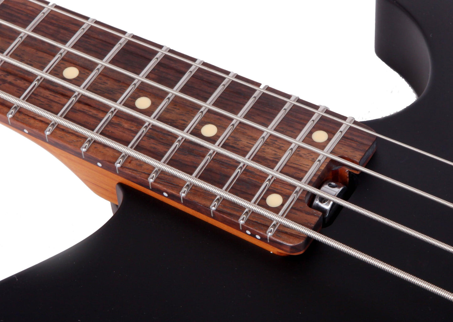 BW-4_neck_2 EART Guitars. BW-4 Roasted Bookmatch Mahogany Body 4 Strings Bass, Black, White