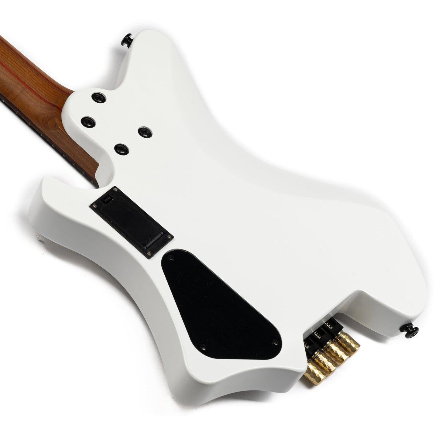 BW-4_white_body_back EART Guitars. BW-4 Roasted Bookmatch Mahogany Body 4 Strings Bass, Black, White