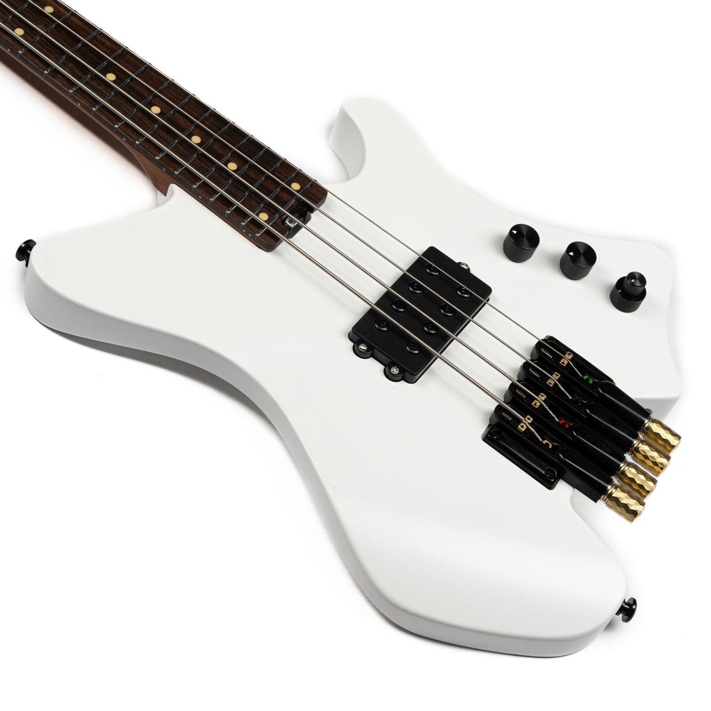 BW-4_white_body_front EART Guitars. BW-4 Roasted Bookmatch Mahogany Body 4 Strings Bass, Black, White