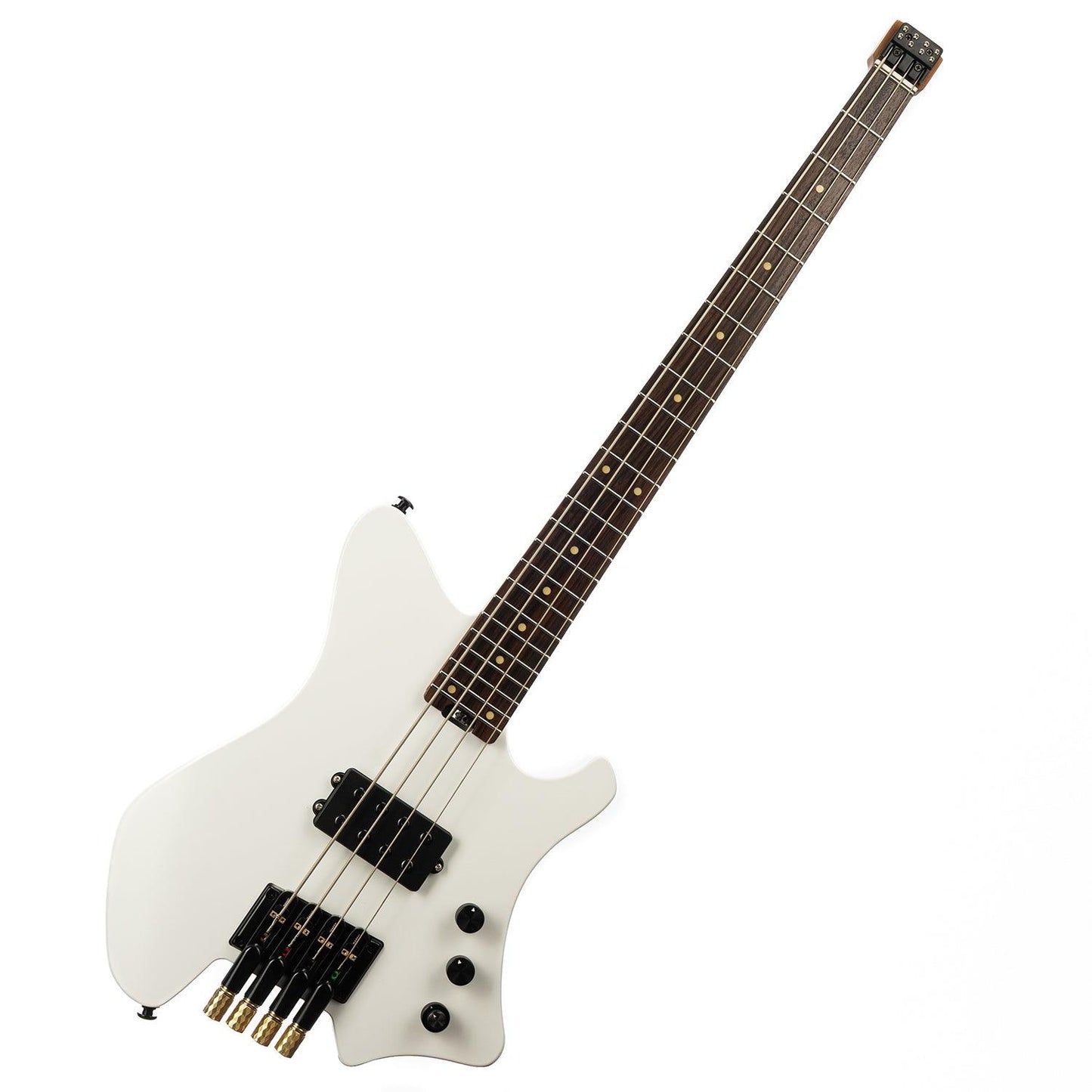 BW-4_white_front EART Guitars. BW-4 Roasted Bookmatch Mahogany Body 4 Strings Bass, Black, White