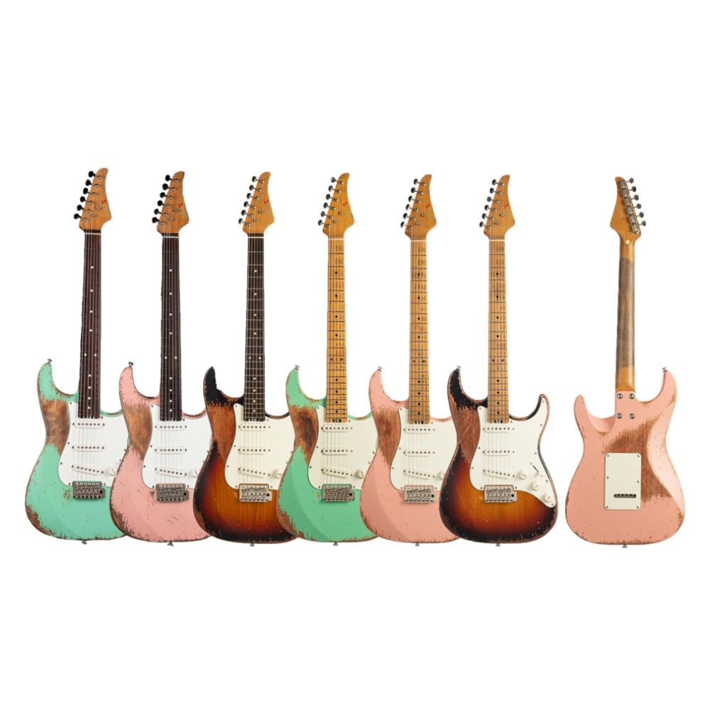 EART_Guitars_Vintage-VS60H_M_relic EART Guitars, Vintage-VS60H(M), Satin Heavy Relic Finish 6-Point Synchronized Tremolo Bridge Electric Guitar