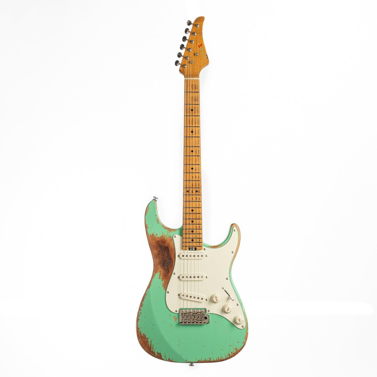 EART_Guitars_Vintage-VS60H_maple_fretboard_green EART Guitars, Vintage-VS60H(M), Satin Heavy Relic Finish 6-Point Synchronized Tremolo Bridge Electric Guitar