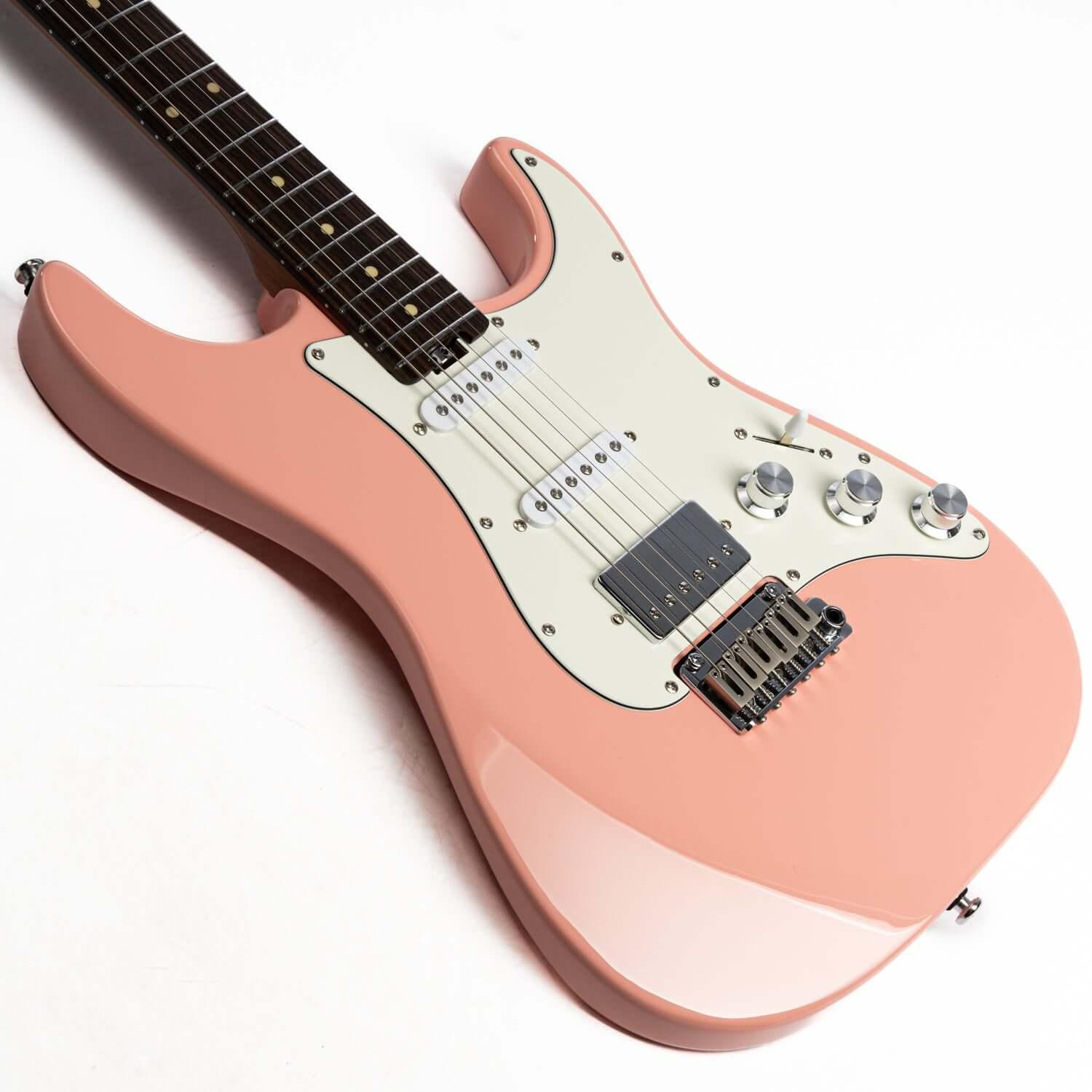 EART_electric_guitar_CP-1_pink_body_front Eart Guitars, CP-1, HSS Pickups 2-Point Synchronized Tremolo Bridge Electric Guitar, Shell Pink