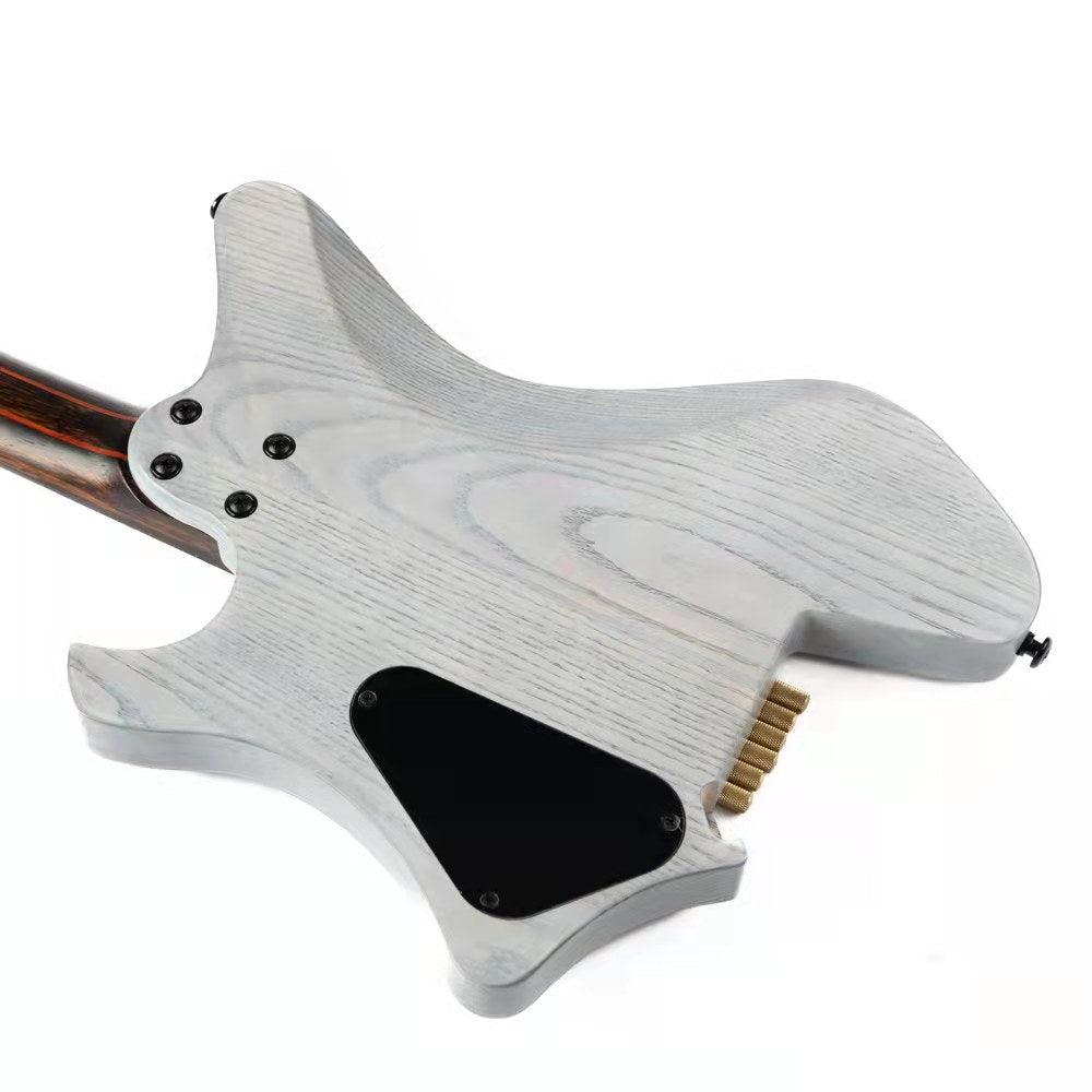 EART_electric_guitar_GW2-Pro_white_body_back Eart Guitars, GW2-Pro, Roasted Ash Body Wenge Neck Headless Electric Guitar, Trans White