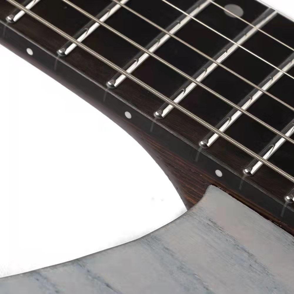 EART_electric_guitar_GW2-Pro_white_neck Eart Guitars, GW2-Pro, Roasted Ash Body Wenge Neck Headless Electric Guitar, Trans White