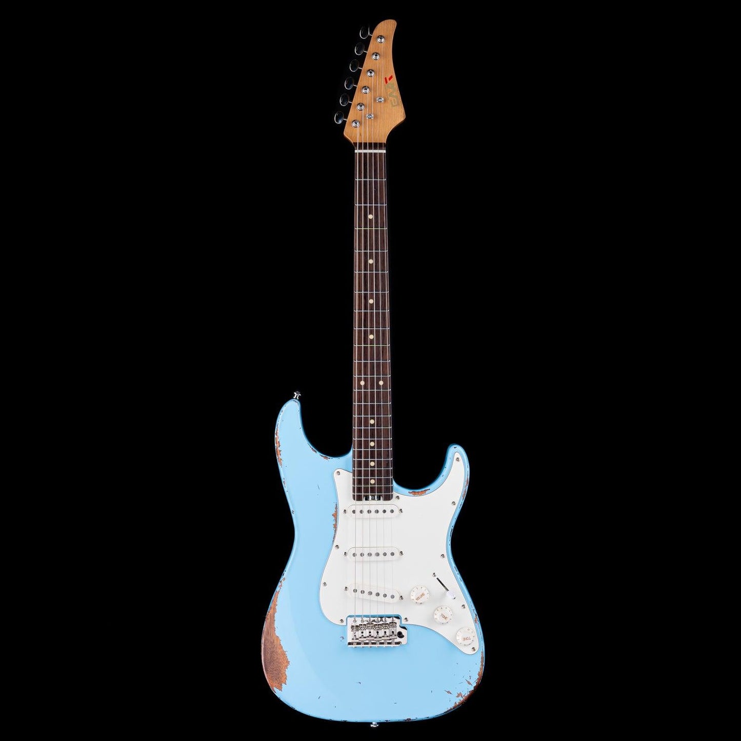 Eart_electric_guitar_Vintage-VS60_rosewood_fretboard_sonic_blue Eart Guitars, Vintage-VS60(M), 6 String Solid-Body Guitar-Full Size Relic Finish 6-Point Synchronized Tremolo Bridge Electric Guitar