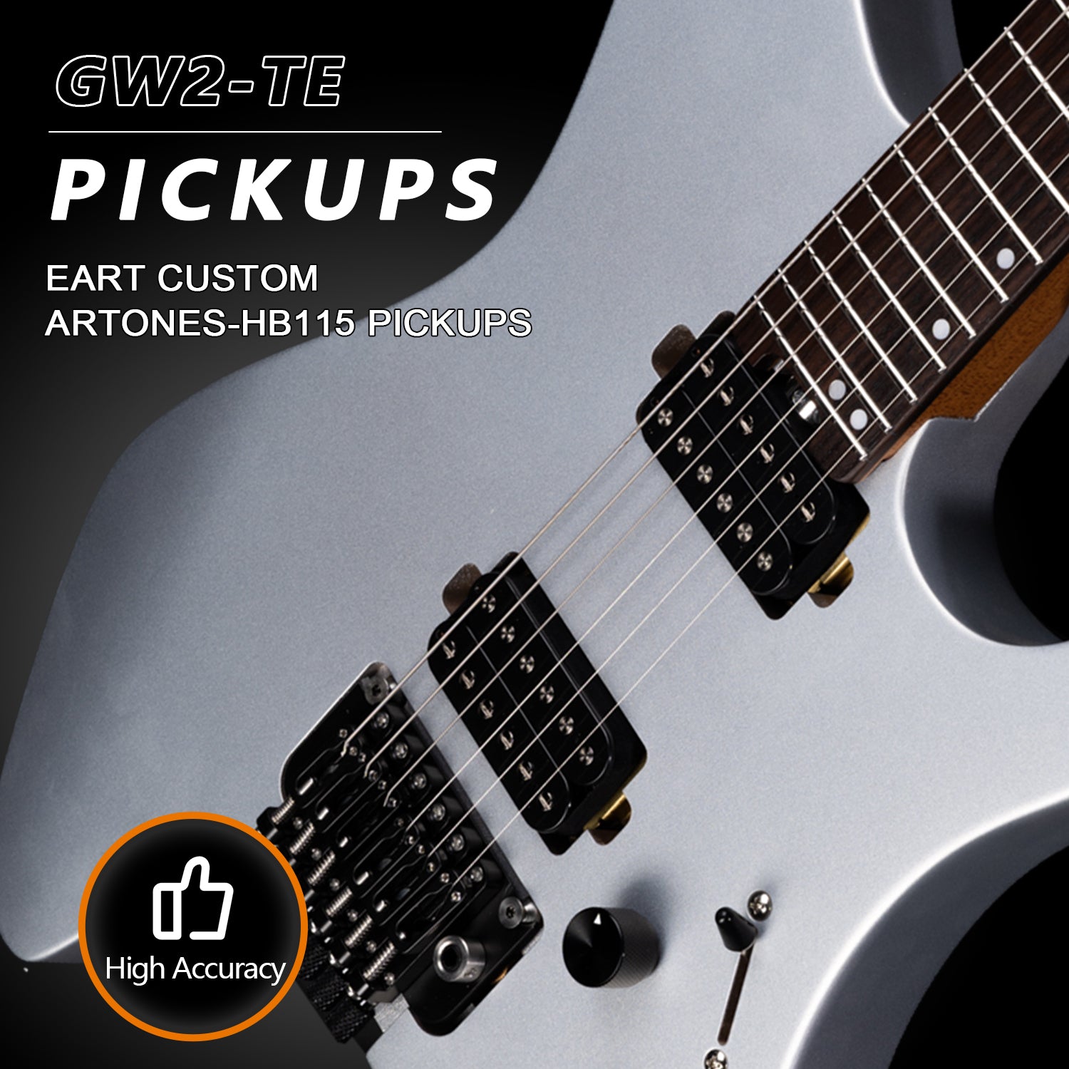 GW2-TE_pickups Eart Electric Guitars GW2-TE, 6 String Headstockless Roasted Mahogany Headless Guitar