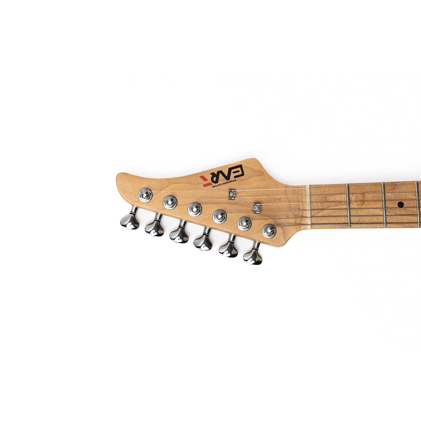 Nexus-S1_Open_Pore_Black_headstock Eart Guitars, Nexus-S1, 25.5" Roasted Mahogany/Maple 22-Fret Electric Guitar – Compound U-C Neck, Stainless Steel Frets, 6-Point Tremolo