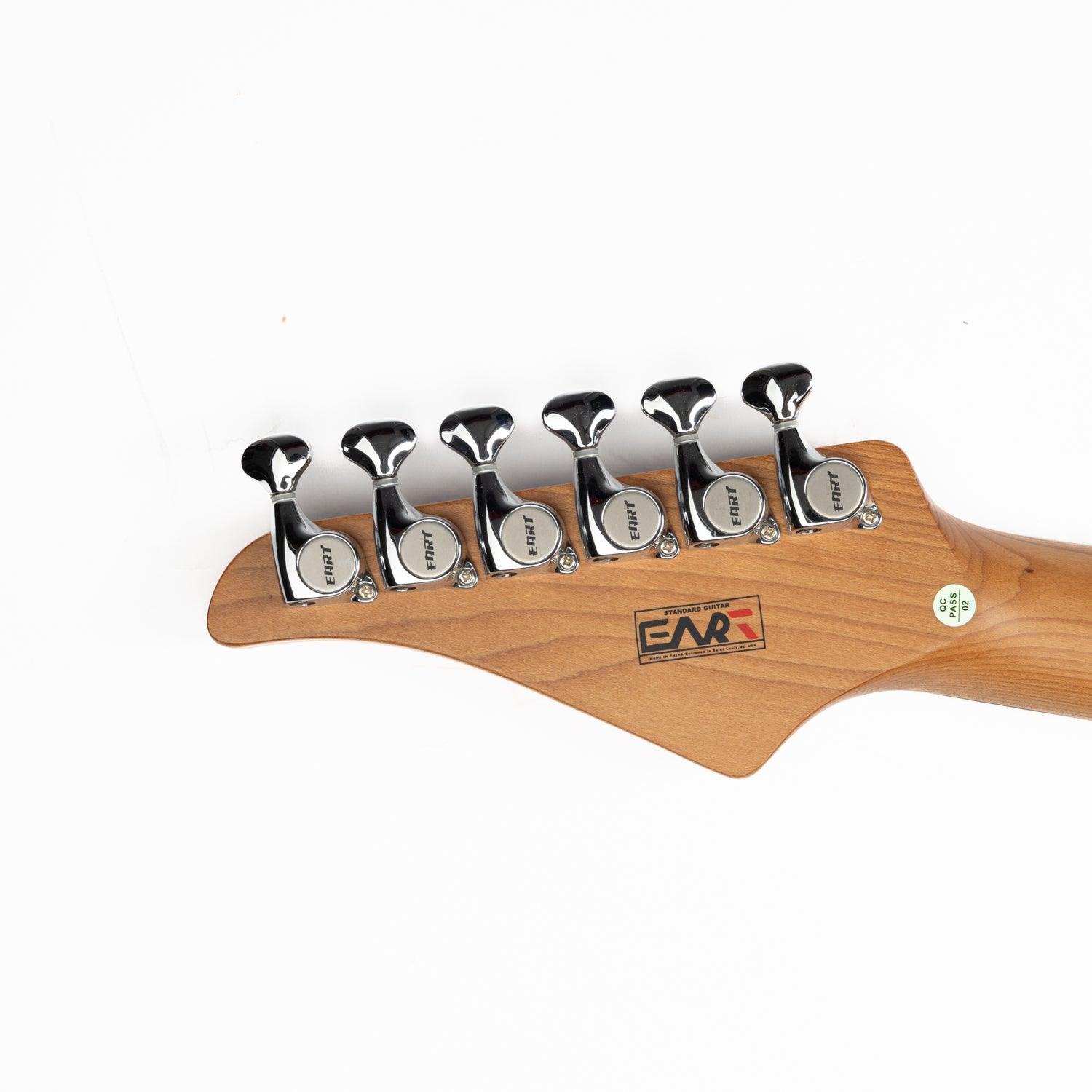 cp1_green_headstock_back Eart Guitars, CP-1, HSS Pickups Classical Stainless Steel Fret Electric Guitar, Surf Green