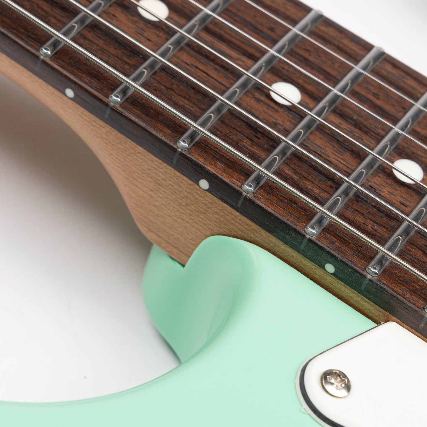 cp1_green_neck Eart Guitars, CP-1, HSS Pickups Classical Stainless Steel Fret Electric Guitar, Surf Green