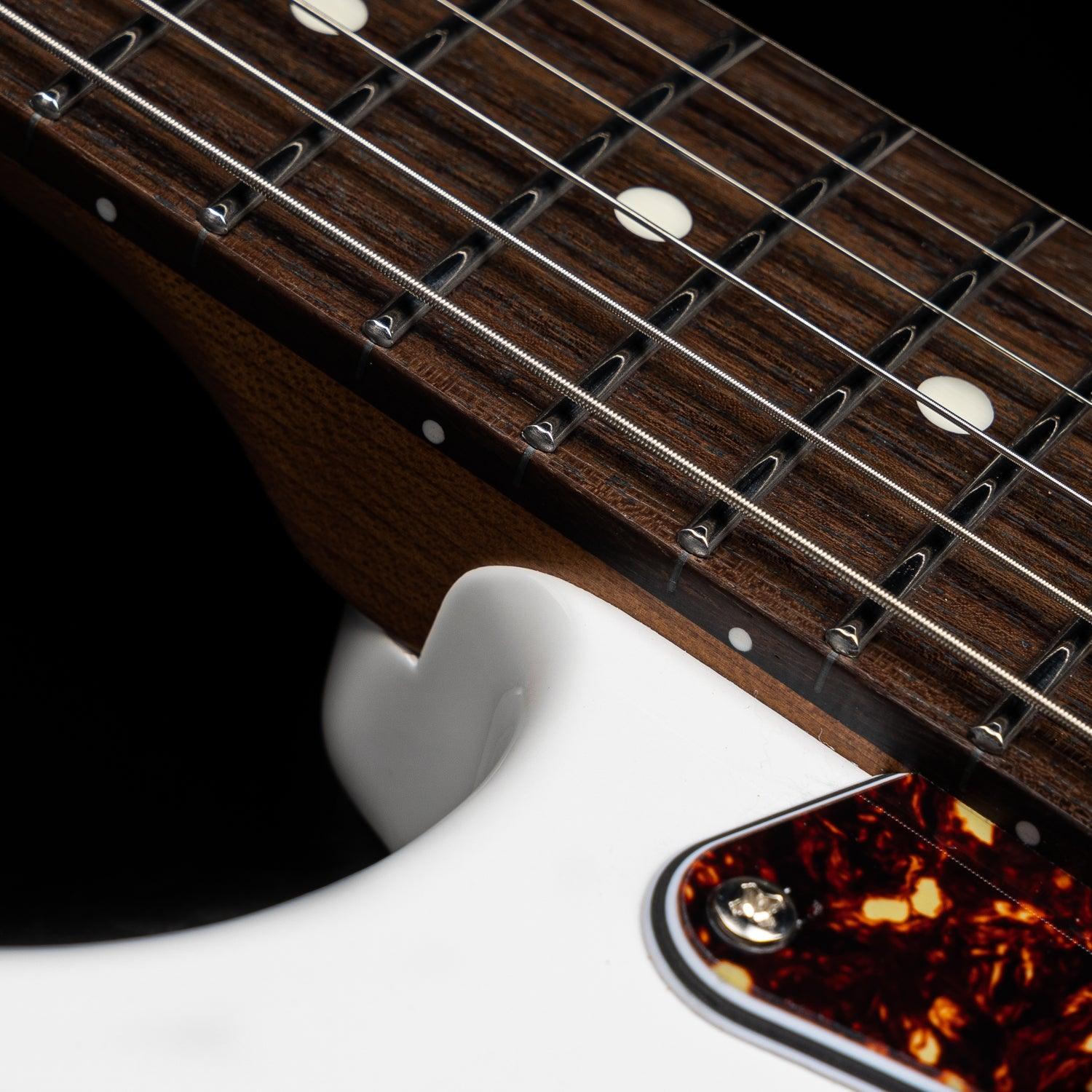 dmx-9tc_WHITE_neck EART Guitars, DMX-9TC, Humbucker Pickups Tremolo Bridge Solid Full Electric Guitar, Pearl White