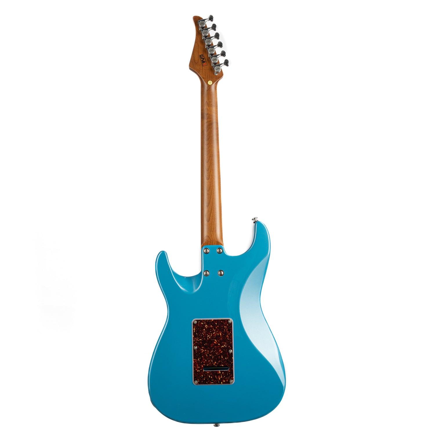 dmx-9tc_blue_back EART Guitars, DMX-9TC, SSH Roasted Bookmatch Mahogany Body Canada Maple Neck Electric Guitar, Pearl Blue