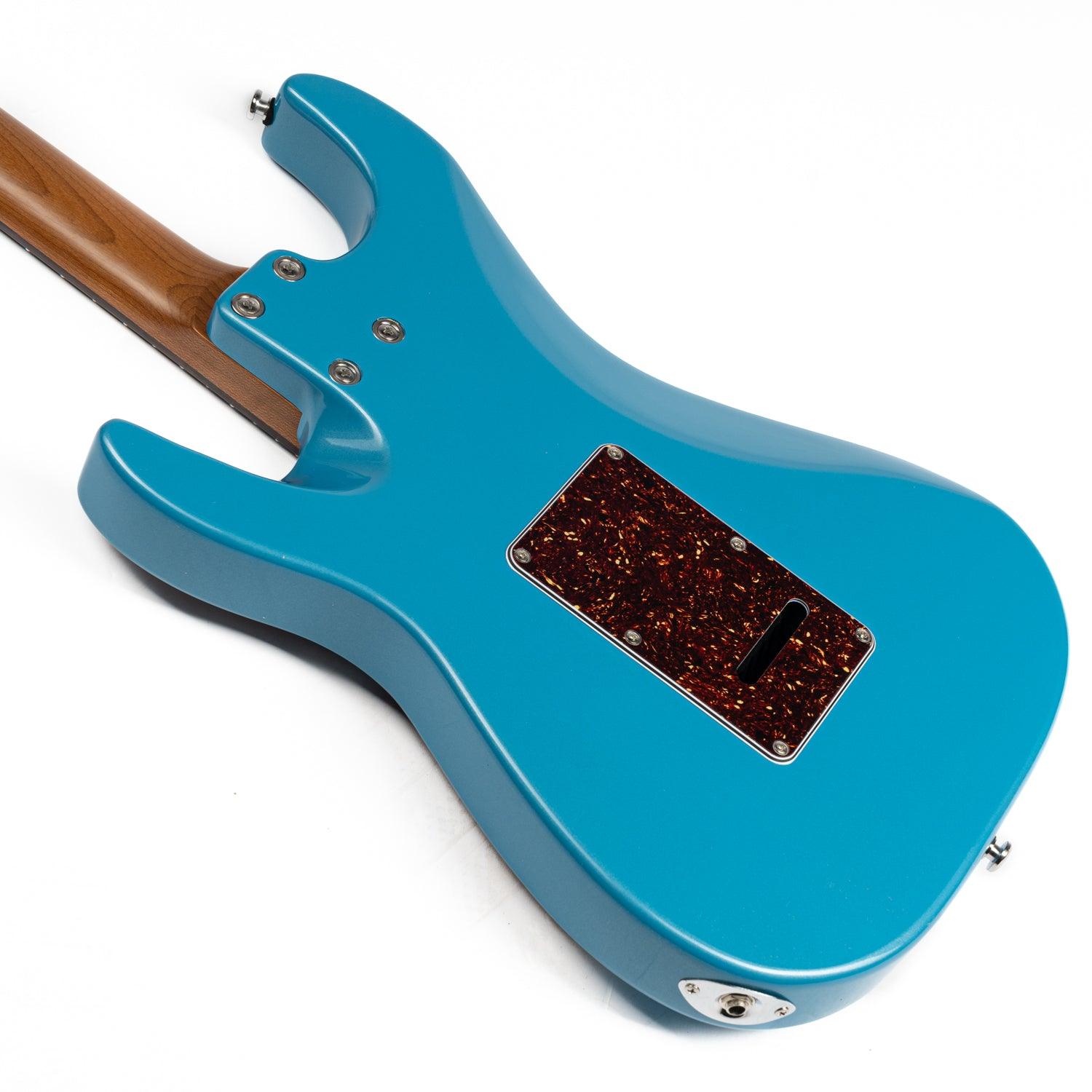 dmx-9tc_blue_body_back EART Guitars, DMX-9TC, SSH Roasted Bookmatch Mahogany Body Canada Maple Neck Electric Guitar, Pearl Blue