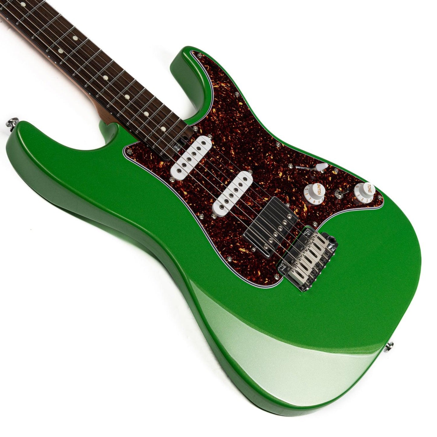 dmx-9tc_green_body_front EART Guitars, DMX-9TC, Humbucker 5-Way Switch,1 Tone,1 Volume,1 Mini Switch(10 Tones) Electric Guitar, Pearl Green