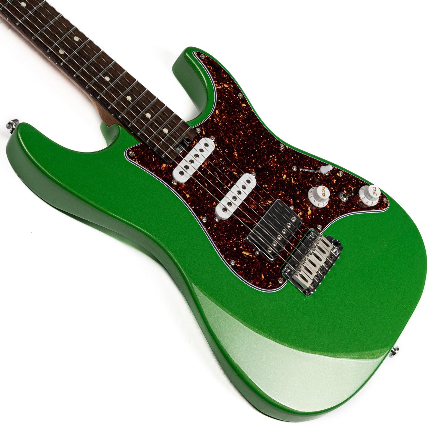 dmx-9tc_green_body_front EART Guitars, DMX-9TC, Humbucker 5-Way Switch,1 Tone,1 Volume,1 Mini Switch(10 Tones) Electric Guitar, Pearl Green