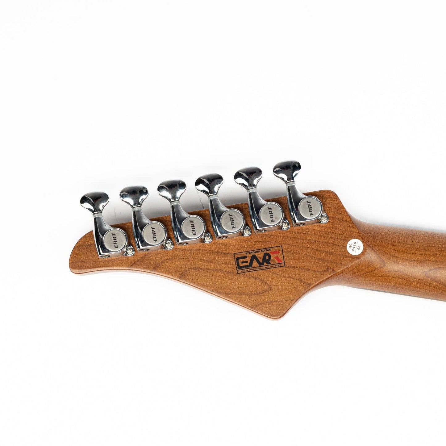 dmx9_gold_headstock_back EART Guitars, DMX-9, NK-S Standard Shape 2-Point Synchronized Steel Saddle Tremolo Bridge Electric Guitar, Gold