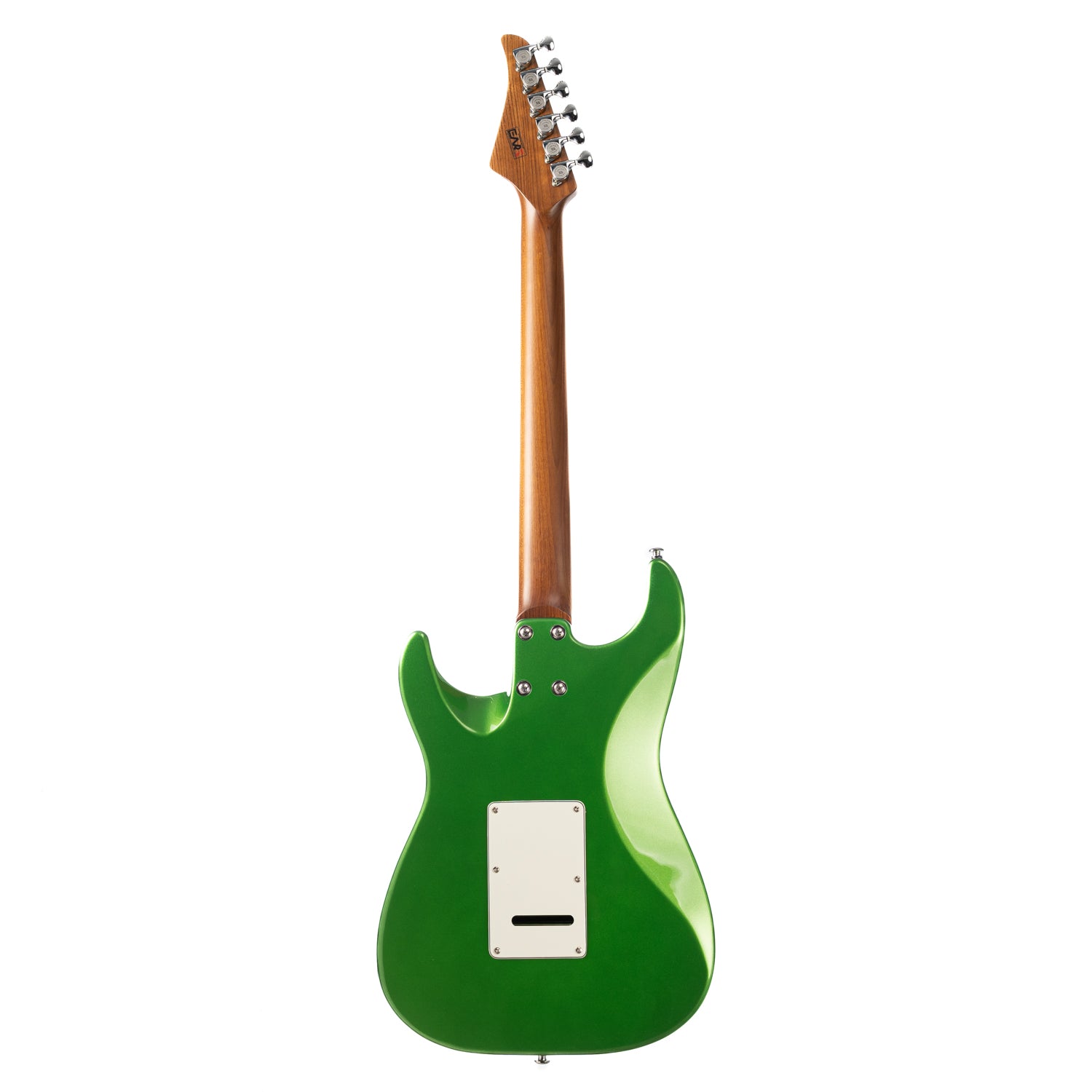 eart_electric_guitar_dmx_9_pearl_green_back EART Guitars, DMX-9, NK-S Standard Shape 2-Point Synchronized Steel Saddle Tremolo Bridge Electric Guitar, Pearl Green