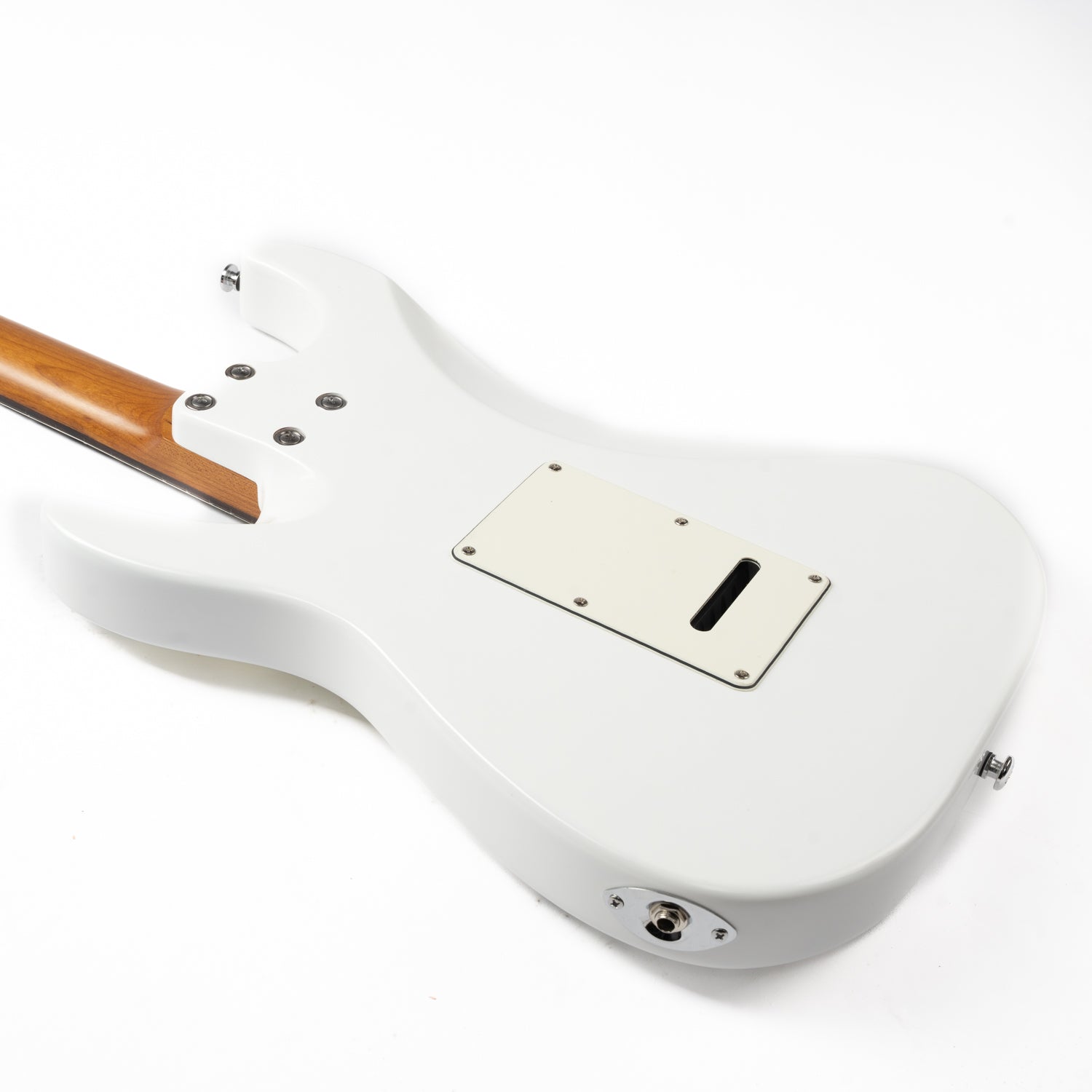eart_guitar_dmx_9_pearl_white_body_back EART Guitars, DMX-9, NK-S Standard Shape 2-Point Synchronized Steel Saddle Tremolo Bridge Electric Guitar, Pearl White