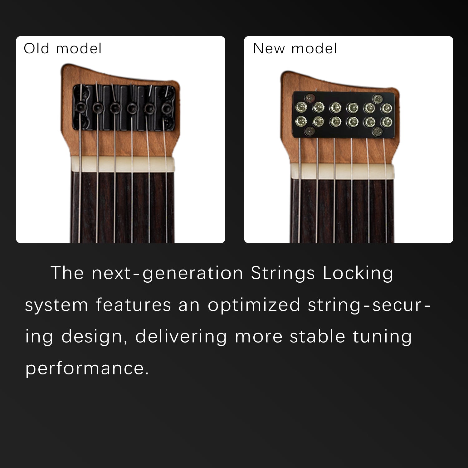 gw-te_old_and_new_model_headstock_compare Eart Electric Guitars GW2-TE, 6 String Headstockless Roasted Mahogany Headless Guitar