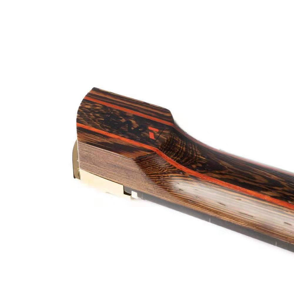 gw2-pro_black_gd_headstock_back Eart Guitars, GW2-Pro, Wenge Neck Headless Double Locking Fixed Bridge Electric Guitar, Solid Black GD