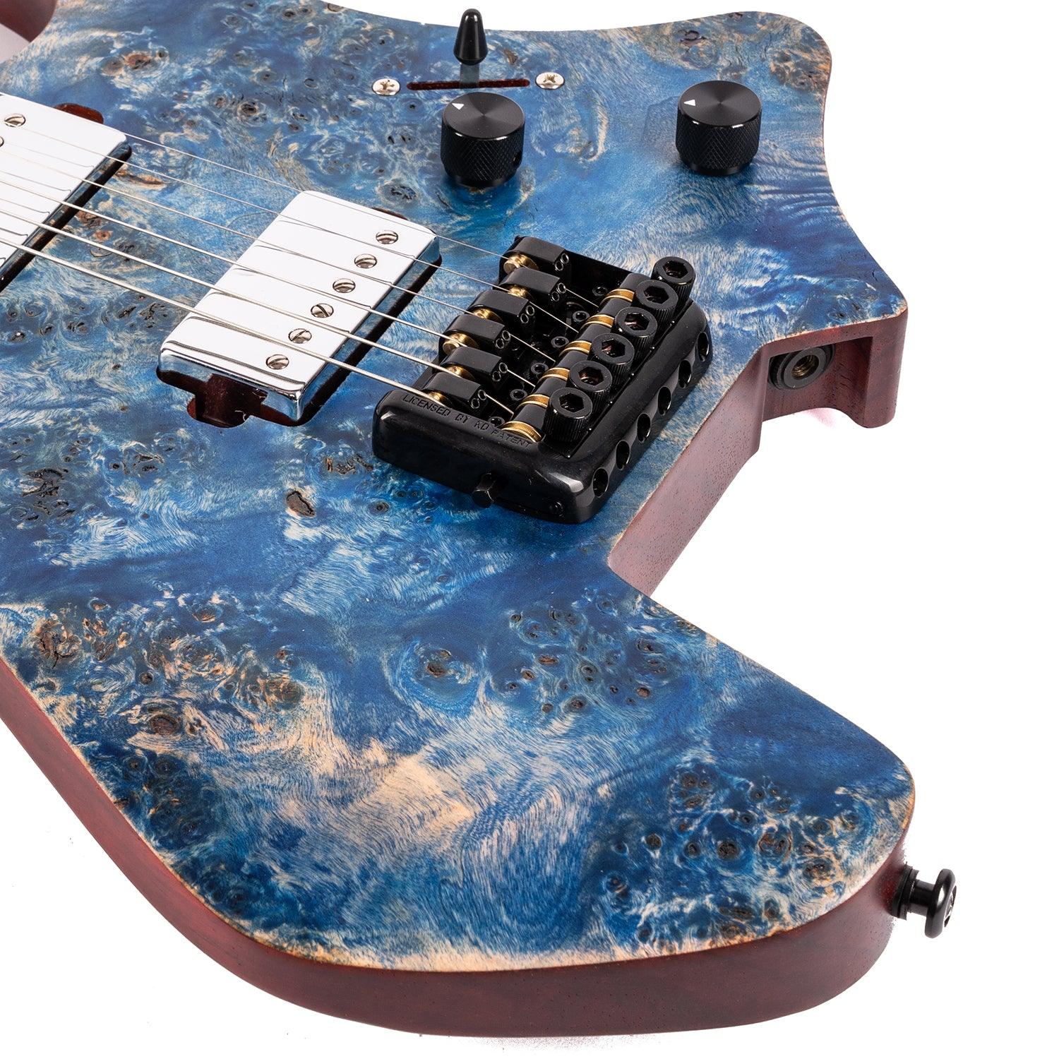 gw2_blue_body_front Eart Guitars, GW2 Right Handed Headless Electric Guitars Model Satin Finish, Blue