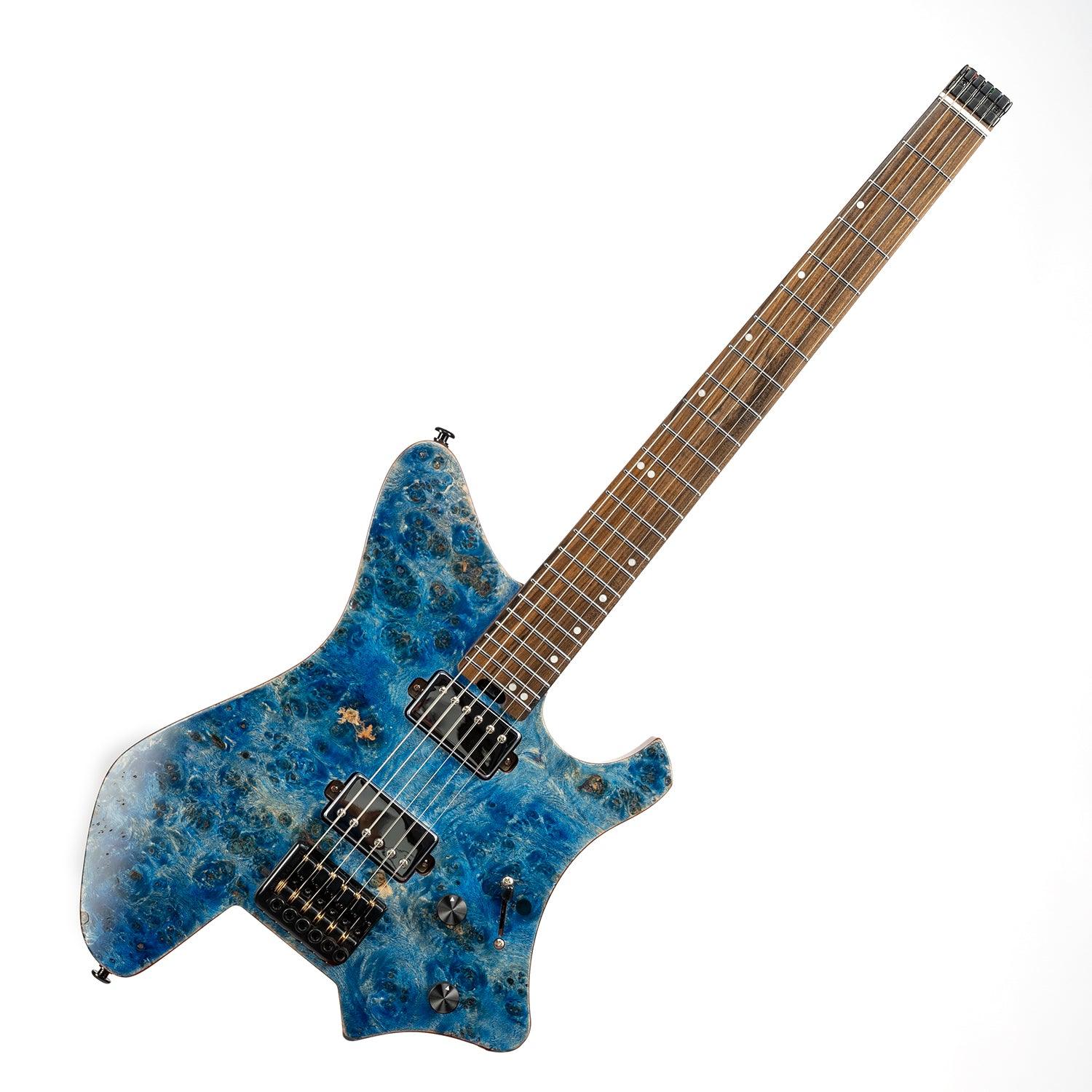 gw2_blue_front Eart Guitars, GW2 Right Handed Headless Electric Guitars Model Satin Finish, Blue