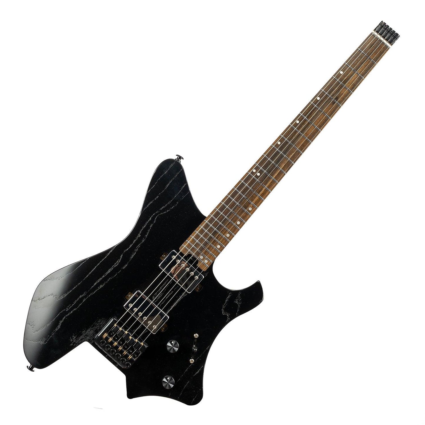gw2_nbk_front_main Eart Guitars, GW2 Headless Electric Guitar, Right Handed, Roasted Padauk+Poplar Burl Body, NBK