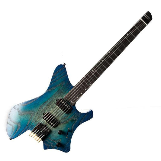 gw2_pro_blue_burst_main Eart Guitars, GW2-Pro, Headless Double Locking Fixed Bridge 3-Way Switch Electric Guitar, Blue Burst