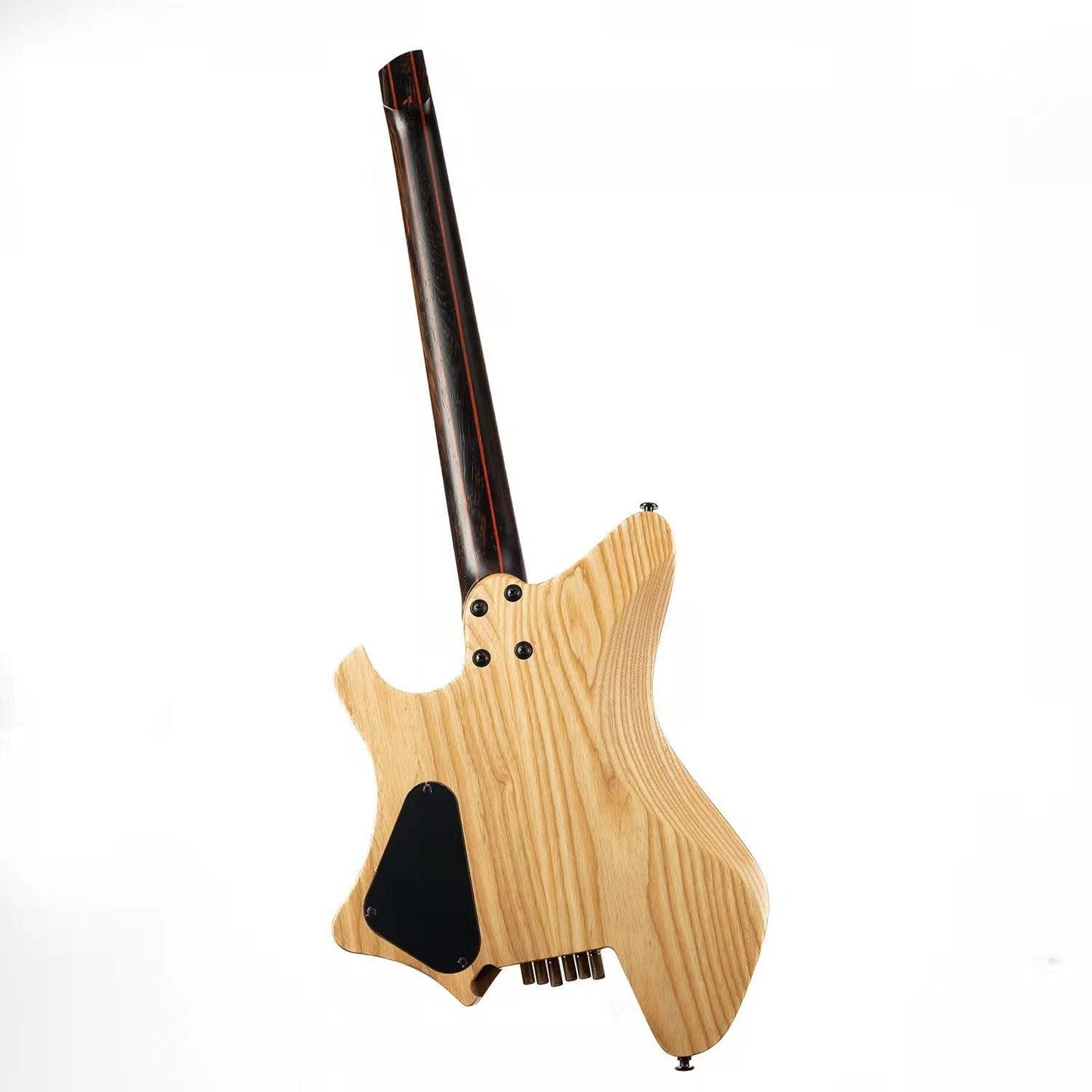 gw2_pro_natural_back Eart Guitars, GW2-Pro, Roasted Ash Body Headless 3-Way Switch,1 Tone,1 Volume Electric Guitar, Natural
