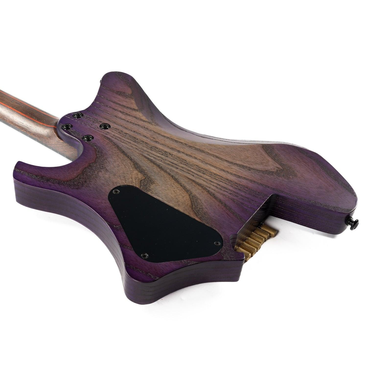 gw2_pro_purple_burst_body_back Eart Guitars, GW2-Pro, Headless Compound U To C Shape Neck Electric Guitar, Purple Burst