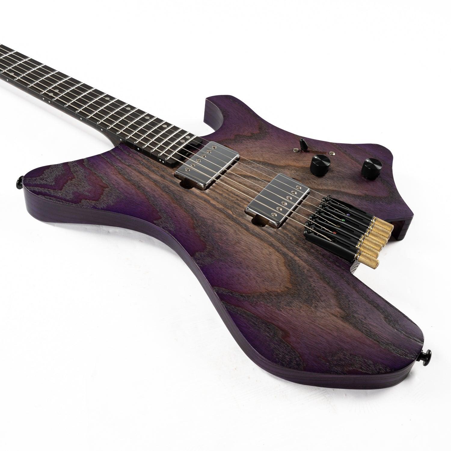 gw2_pro_purple_burst_body_front Eart Guitars, GW2-Pro, Headless Compound U To C Shape Neck Electric Guitar, Purple Burst