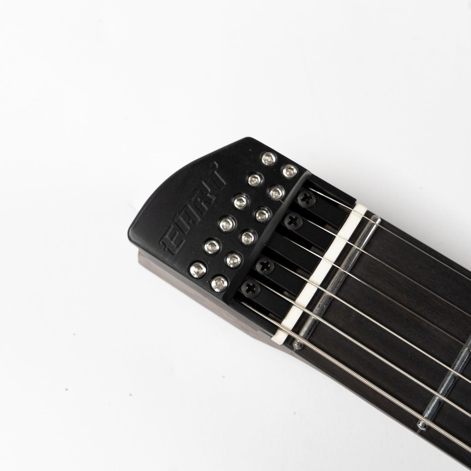 gw2_pro_purple_burst_headstock_front Eart Guitars, GW2-Pro, Headless Compound U To C Shape Neck Electric Guitar, Purple Burst