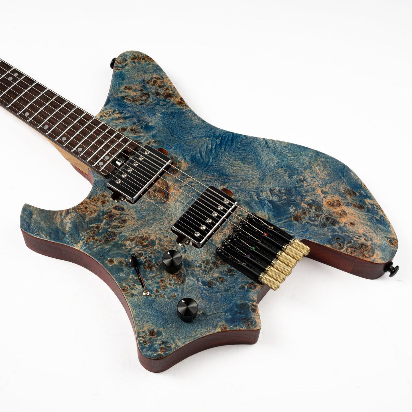 gw2l_blue_body_front Eart Guitars, GW2L, Left Handed Model Headless Electric Guitars, with Gig bag EHKHG, Blue