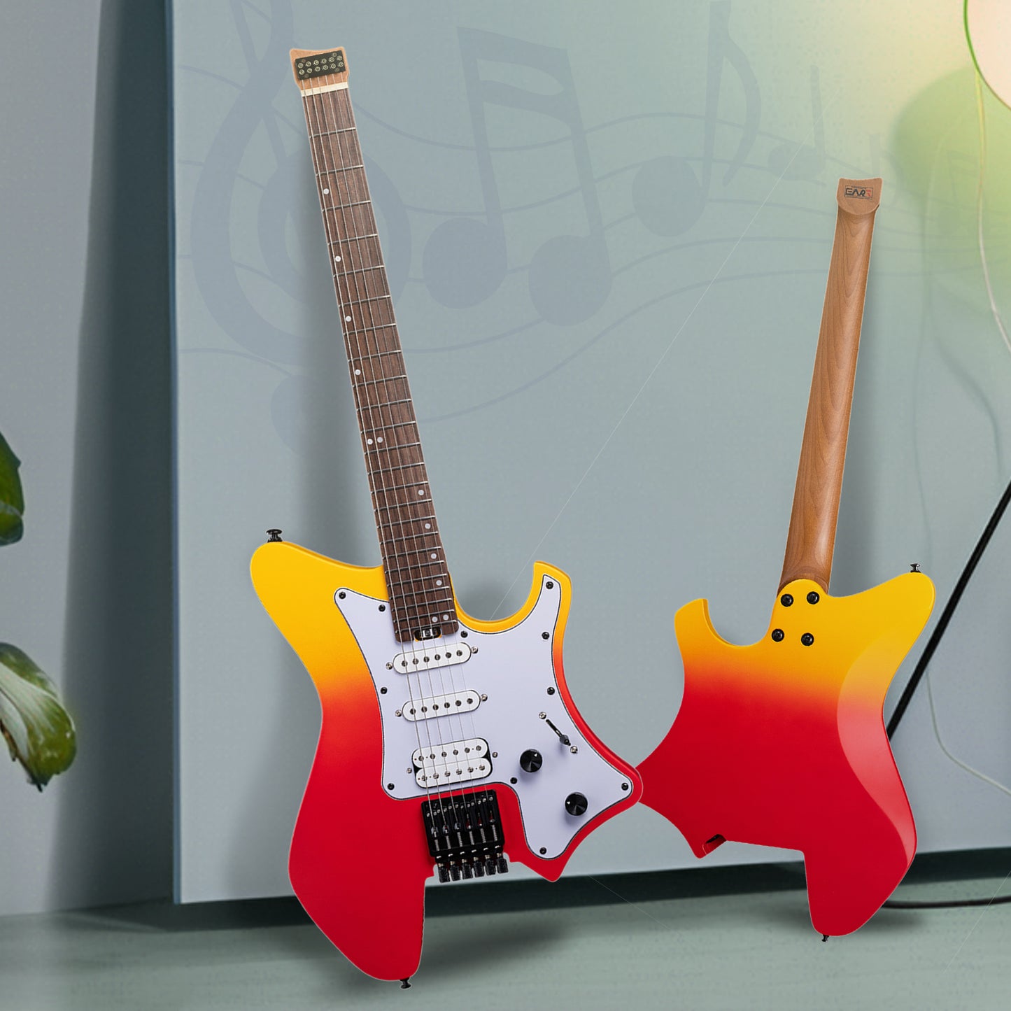 gw2p-se_guitar Eart Electric Guitars GW2P-SE, Youthful Energy, Roasted Mahogany, Lightweight Headless Guitar