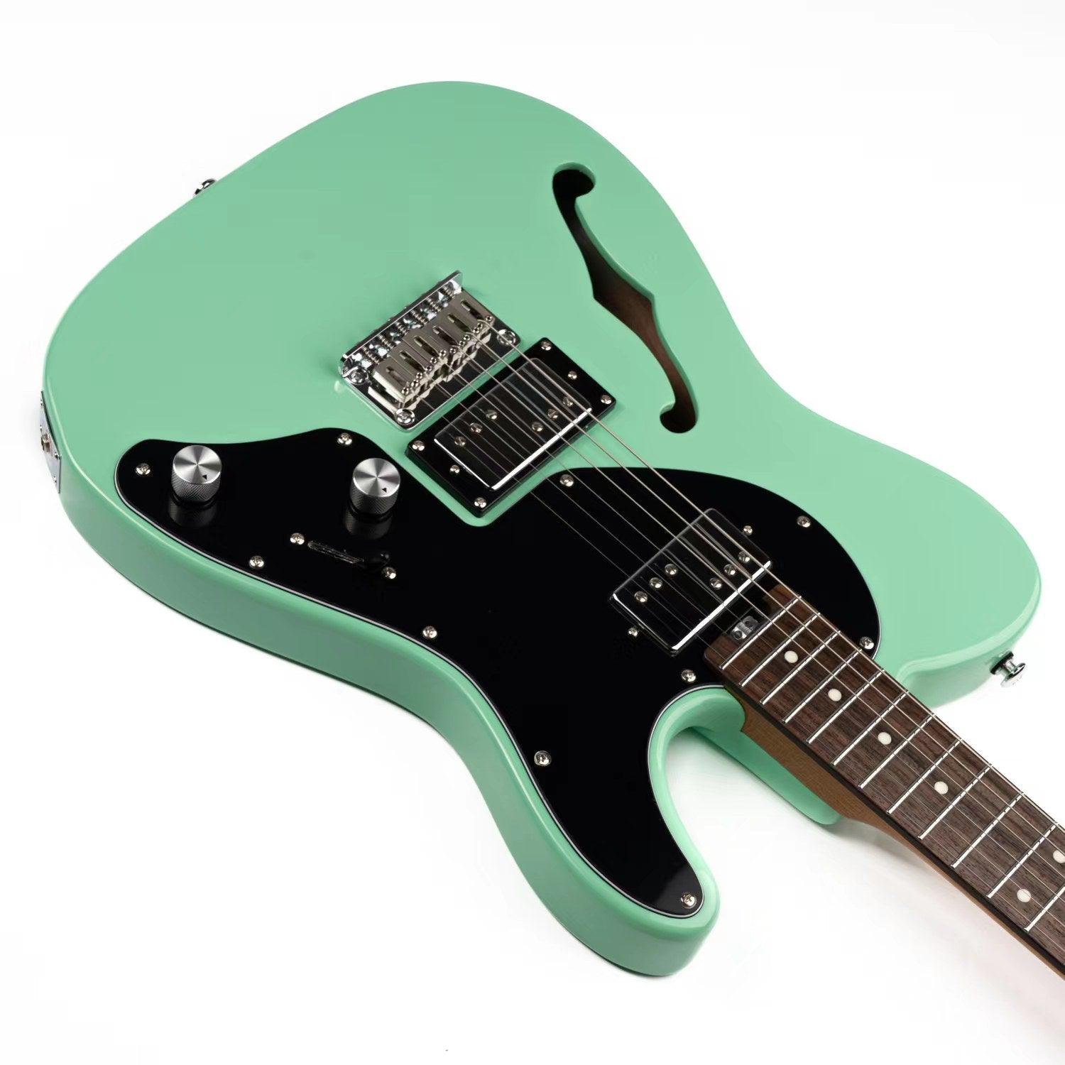 lp3_e-tt2_green_body_front Eart Guitars, E-TT2, Semi Hollow Body Electric Guitars Humbucker Pickups Fixed Bridge LP3, Surf Green