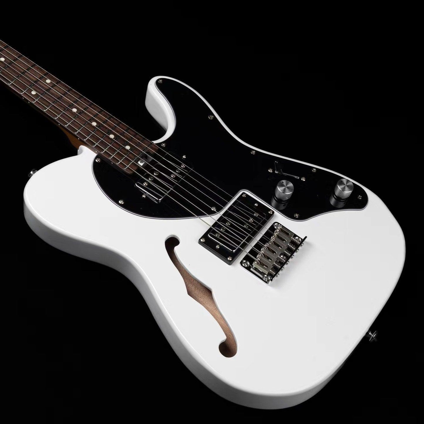 lp3_e-tt2_white_body_front Eart Guitars, E-TT2, Semi Hollow Body Electric Guitars Humbucker Pickups Fixed Bridge LP3, White